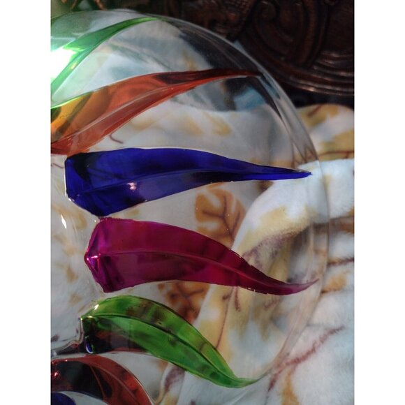 Handpainted Sunburst Heavy Crystal Serving Bowl Colorful Carnivale 3.5in Artsy - Picture 7 of 7